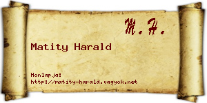 Matity Harald névjegykártya